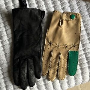 Black and tan green true Leather Gloves